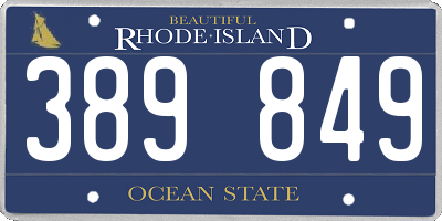 RI license plate 389849