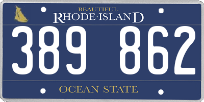 RI license plate 389862