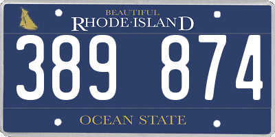 RI license plate 389874