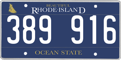 RI license plate 389916