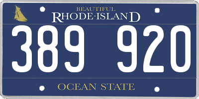 RI license plate 389920