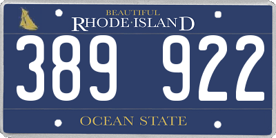 RI license plate 389922