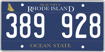 RI license plate 389928