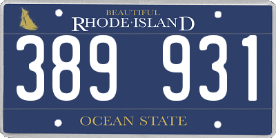 RI license plate 389931