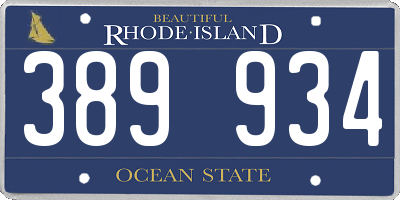 RI license plate 389934