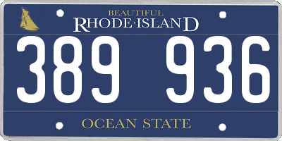 RI license plate 389936