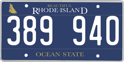 RI license plate 389940
