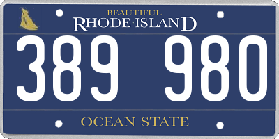 RI license plate 389980