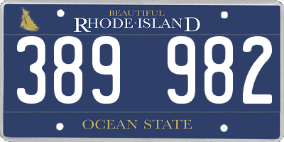 RI license plate 389982