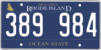 RI license plate 389984
