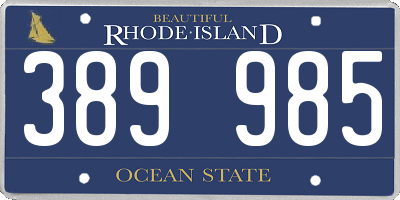 RI license plate 389985