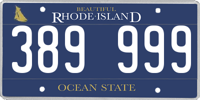 RI license plate 389999