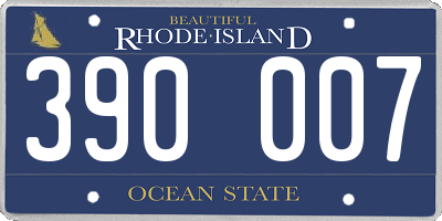 RI license plate 390007