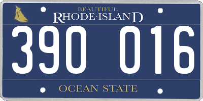 RI license plate 390016