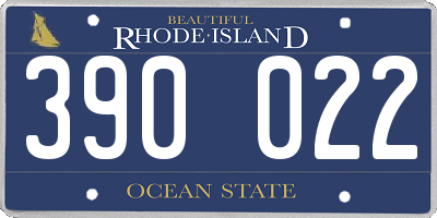 RI license plate 390022