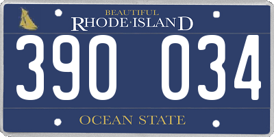 RI license plate 390034