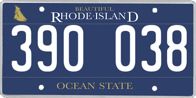 RI license plate 390038
