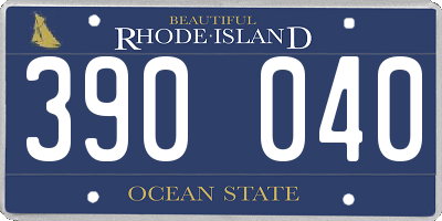 RI license plate 390040