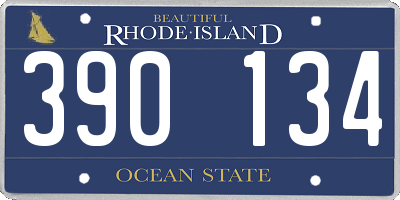 RI license plate 390134
