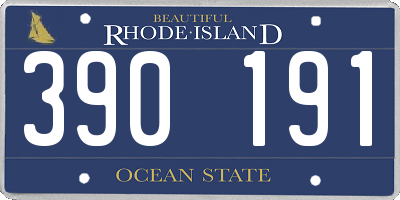 RI license plate 390191