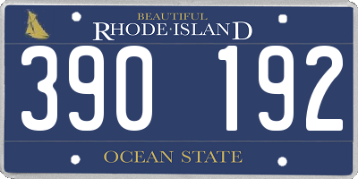 RI license plate 390192