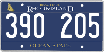 RI license plate 390205