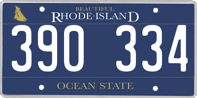 RI license plate 390334