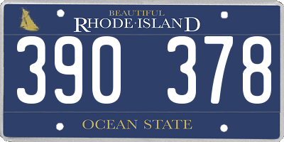 RI license plate 390378