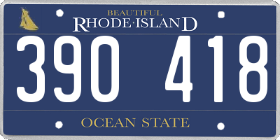 RI license plate 390418