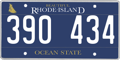 RI license plate 390434