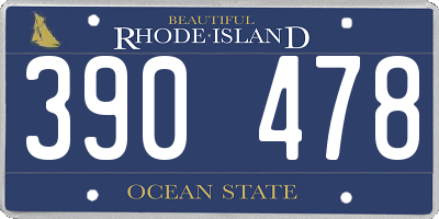 RI license plate 390478
