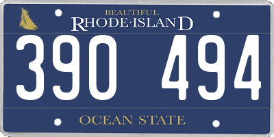 RI license plate 390494