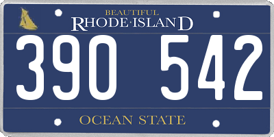 RI license plate 390542