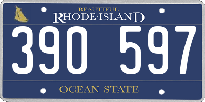 RI license plate 390597