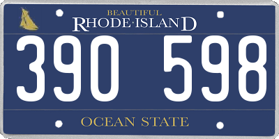 RI license plate 390598