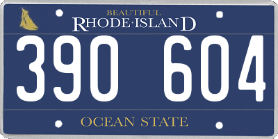 RI license plate 390604