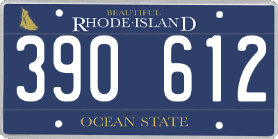 RI license plate 390612