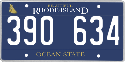 RI license plate 390634