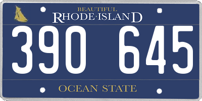 RI license plate 390645