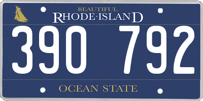 RI license plate 390792