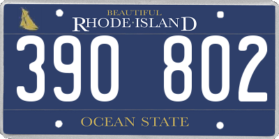 RI license plate 390802