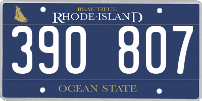 RI license plate 390807