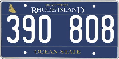 RI license plate 390808