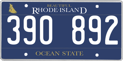 RI license plate 390892