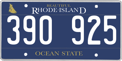 RI license plate 390925