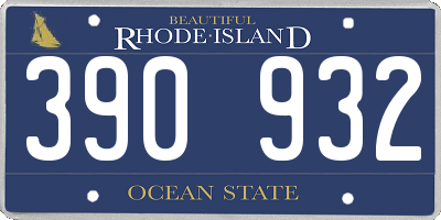 RI license plate 390932
