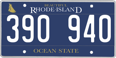 RI license plate 390940