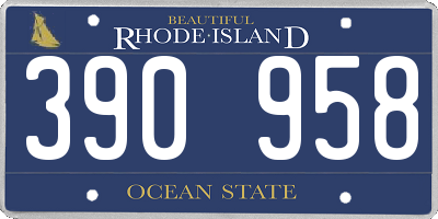 RI license plate 390958