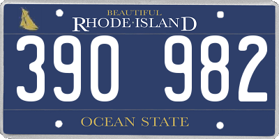 RI license plate 390982