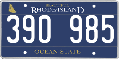 RI license plate 390985